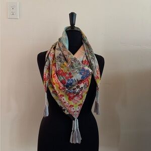 Johnny Was Multi Colored Silk Scarf